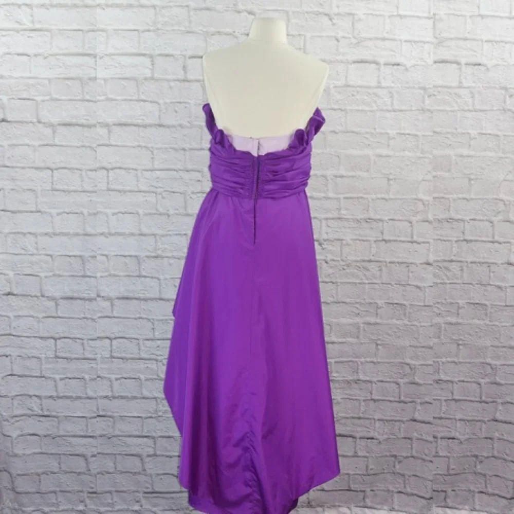 Vintage 80s Purple Peplum Strapless Maxi Dress - Picture 2 of 10
